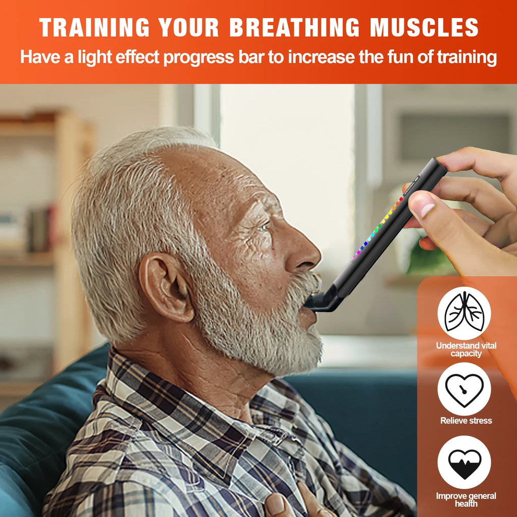 Portable Electronic Breathing Trainer Tester, Running, Mountaineering, Fitness, Yoga and Other Aerobic Exercise